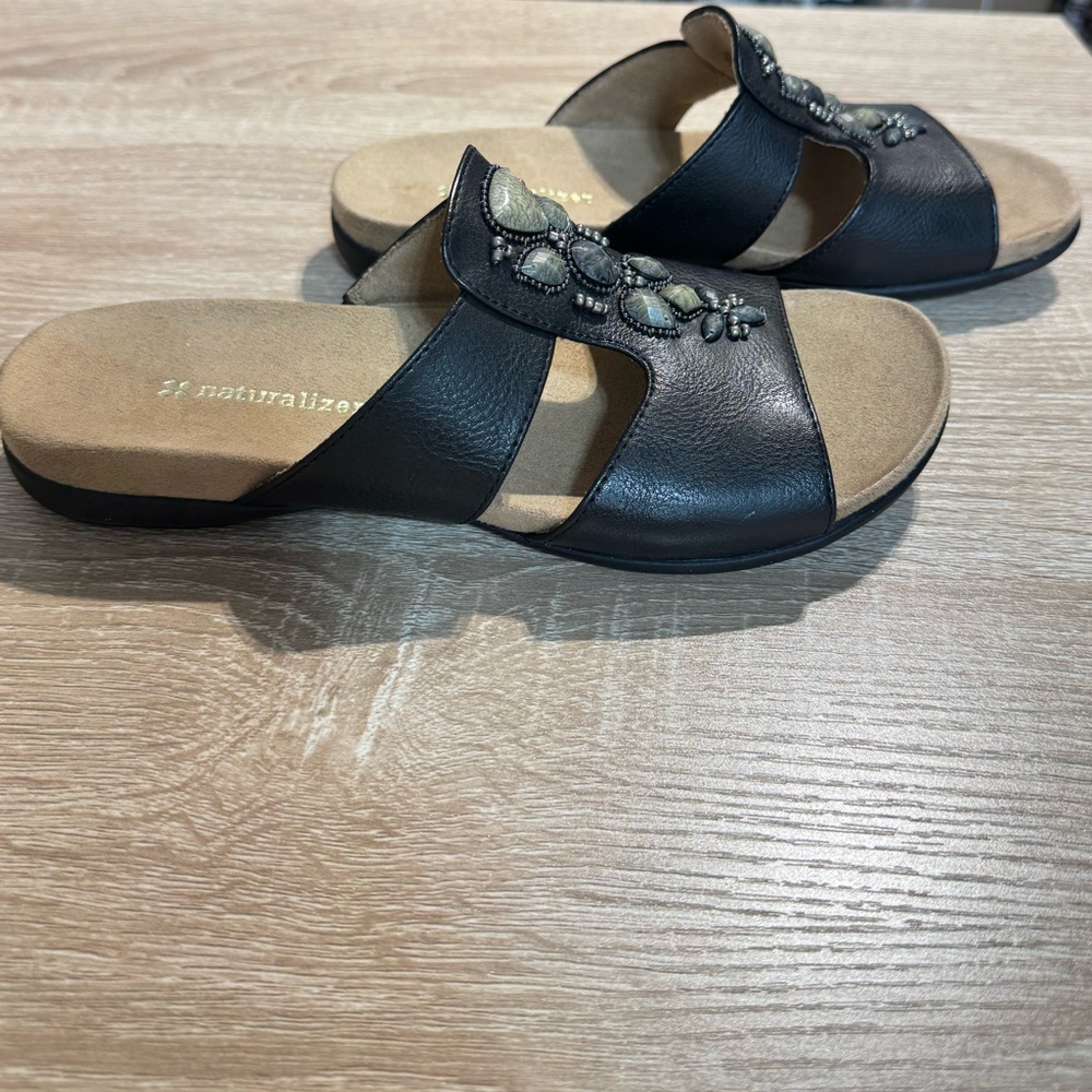 Naturalizer Black Embellished Slide Sandals - Picture 2 of 5